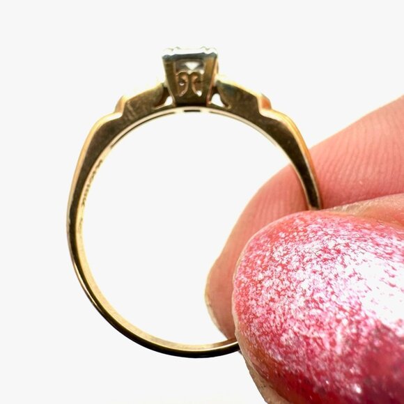 Estate Find 14K & 18K Yellow White Gold Diamond Ring Size 7.5 Vintage Engagement - Picture 4 of 6
